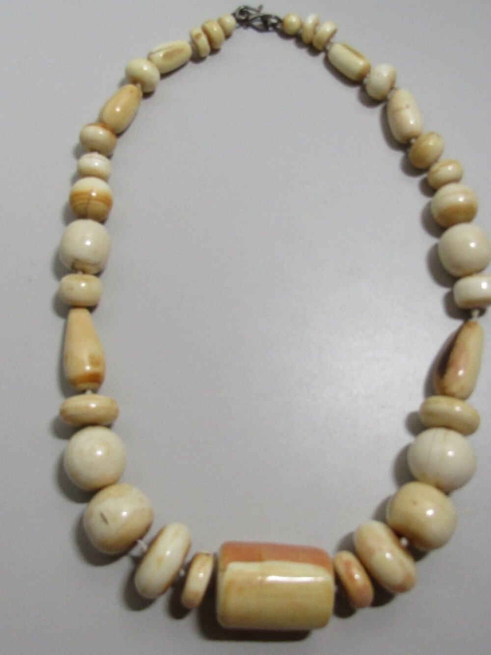Vintage Handmade Irregular Ceramic Shaped Graduated Beaded Necklace 22"